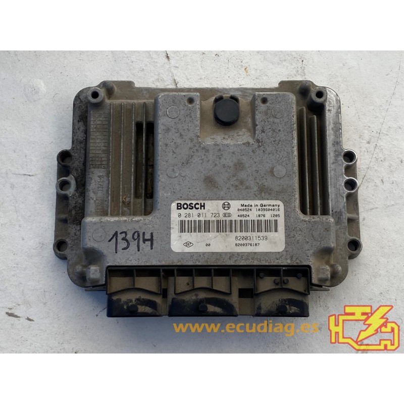 ECU BOSCH EDC15C13-6.1 0281011723 RENAULT LAGUNA II 1.9 DCI 88KW 120HP 8200311539 8200376187 - VIRGIN AUTOCODING