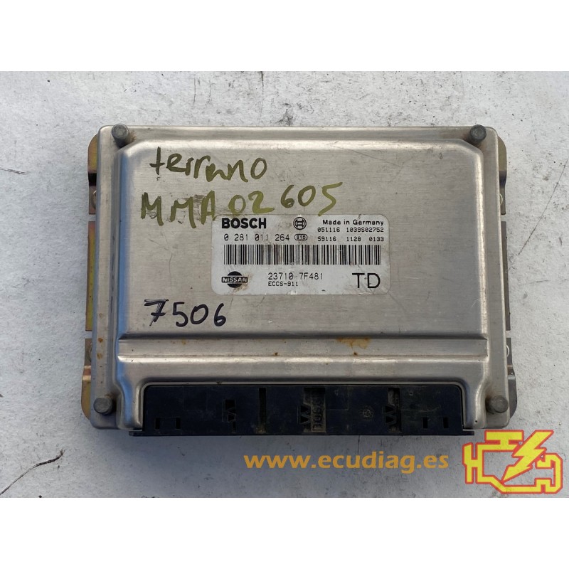 ECU BOSCH EDC15V+1-5.1 0281011264 NISSAN TERRANO II 2.7TD 92KW 125CV 237107F481 / CON INMOVILIZADOR ANULADO