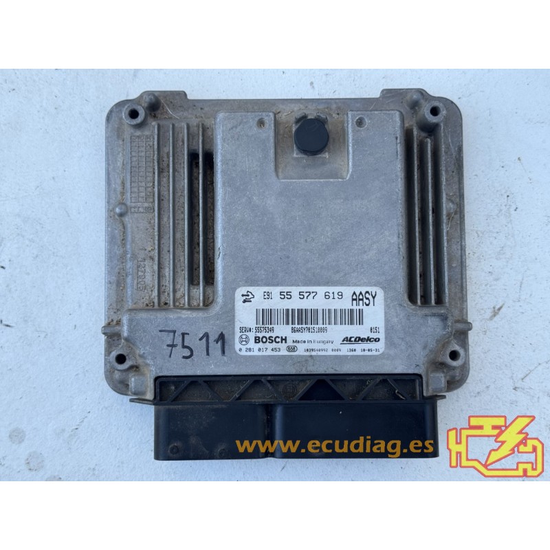 ECU BOSCH EDC17C19-3.15 0281017453 OPEL ASTRA IV (J) 1.3 CDTI 70KW 95HP L4 16V 55577619 AASY