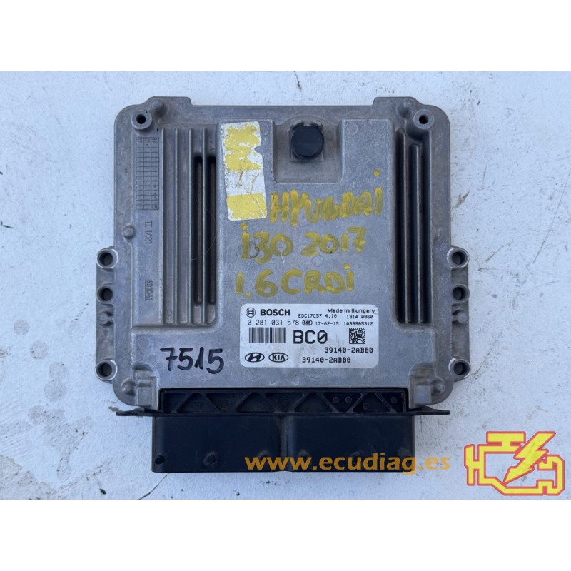 ECU BOSCH EDC17C57-4.10 0281031578 HYUNDAI i30 II 1.6 CRDi 70KW 95HP 39140-2ABB0 / SW H1PD6LPMI0EIU604 - 10SW032417
