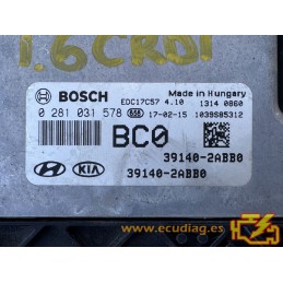 ECU BOSCH EDC17C57-4.10 0281031578 HYUNDAI i30 II 1.6 CRDi 70KW 95CV 39140-2ABB0 / SW H1PD6LPMI0EIU604 - 10SW032417