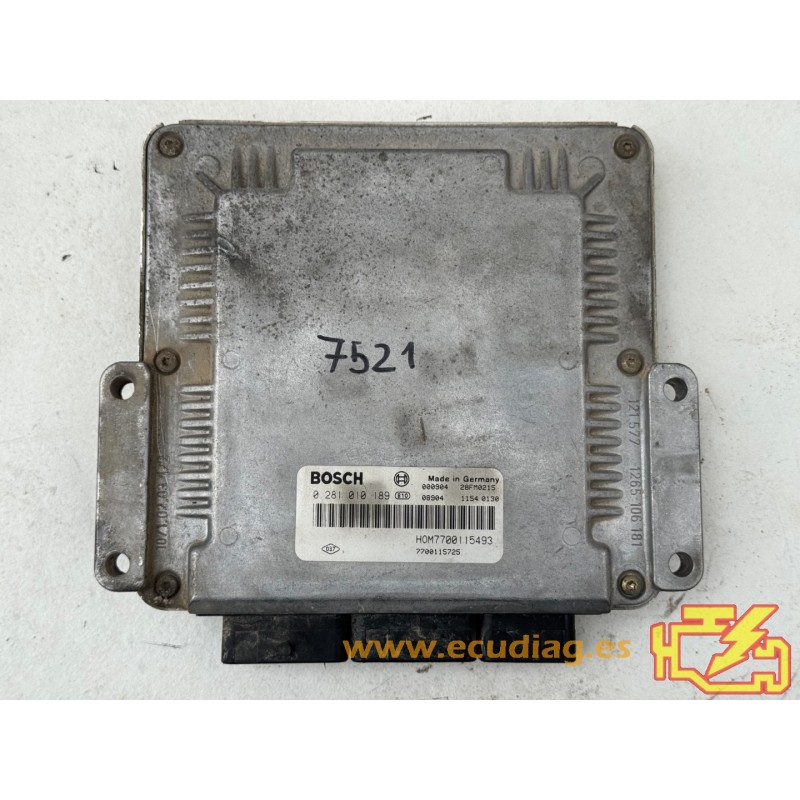 ECU BOSCH EDC15C3-4.1 0281010189 RENAULT MEGANE SCENIC I RX4 1.9 DCI 102HP HOM7700115493 7700115725 / SW 1037353206- VIRGINIZED