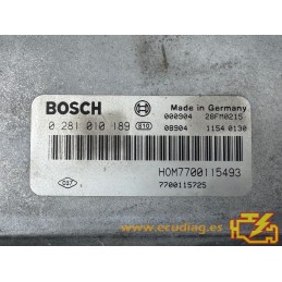 ECU BOSCH EDC15C3-4.1 0281010189 RENAULT MEGANE SCENIC I RX4 1.9 DCI 102HP HOM7700115493 7700115725 / SW 1037353206- VIRGINIZED