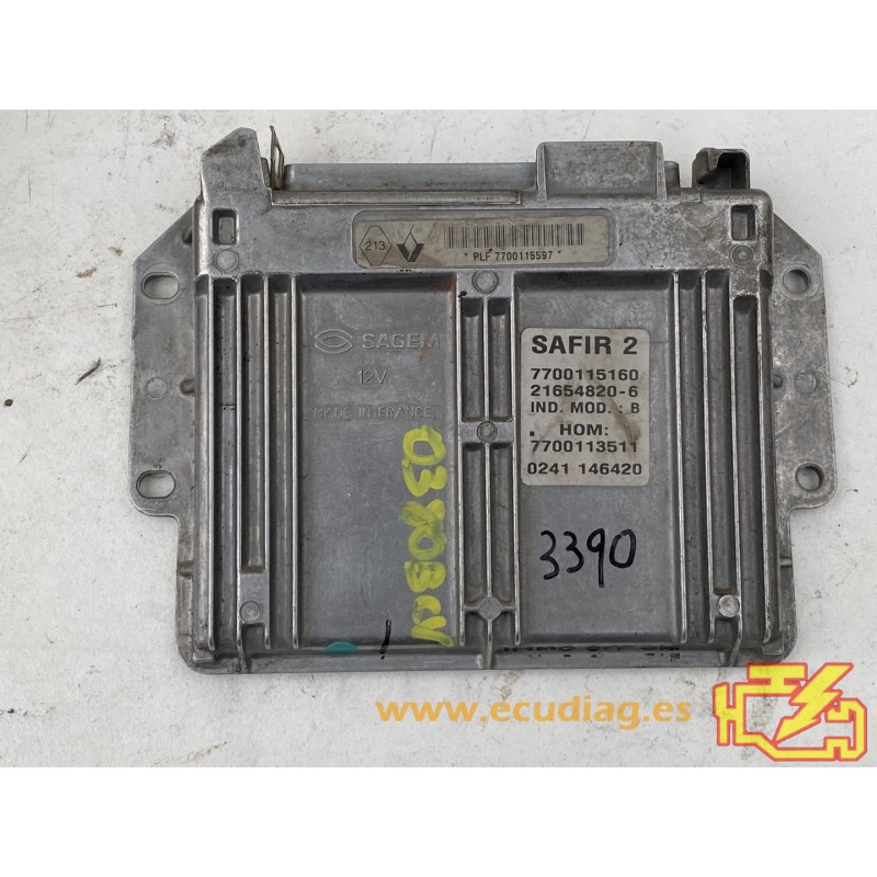 ECU SAGEM SAFIR 2 21654820-6 RENAULT CLIO II 1.2i 43KW 58H PHOM7700113511 7700115160 - IMMO OFF
