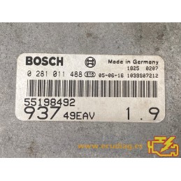 ECU BOSCH EDC15C7-2.3 0281011488 ALFA ROMEO 147 I (937) 1.9 JTD 85KW 115HP L4 8V 937A2000 55198492 - WITH DISABLED IMMOBILIZER
