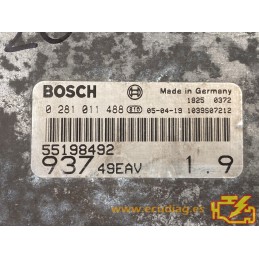 ECU BOSCH EDC15C7-2.3 0281011488 ALFA ROMEO 147 I (937) 1.9 JTD 85KW 115CV L4 8V 937A2000 55198492 - CON INMOVILIZADOR ANULADO