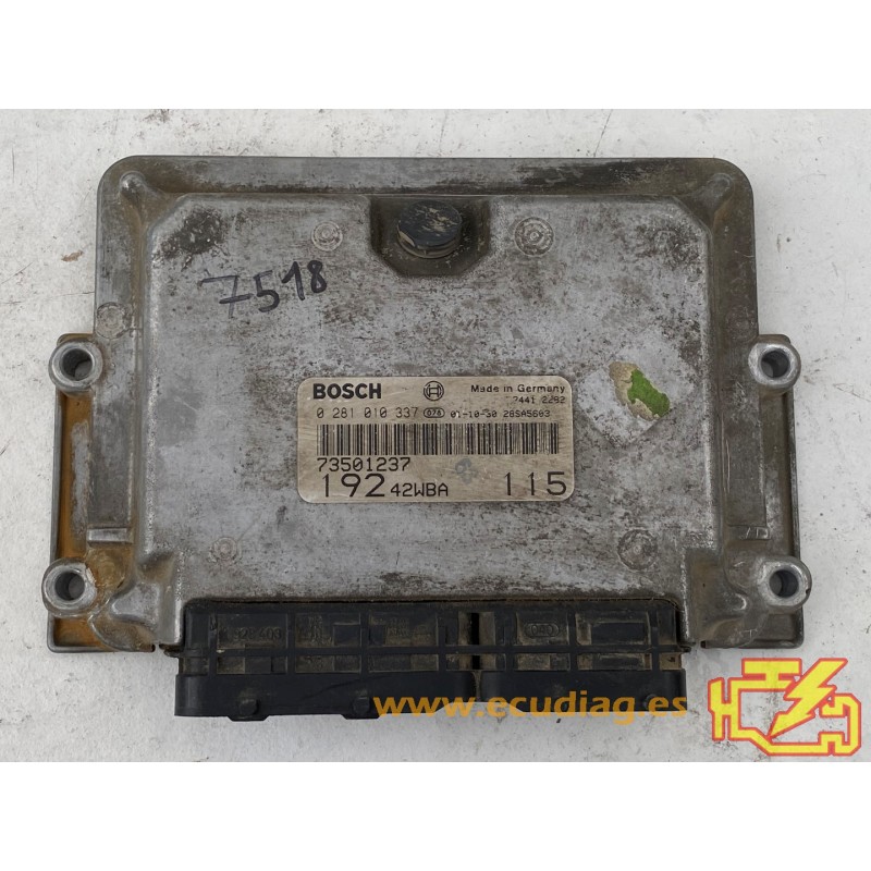 ECU BOSCH EDC15C7-2.3 0281010337 FIAT STILO I (192) 1.9 JTD 85KW 115HP L4 8V 192A1000 55185364 - WITH DISABLED IMMOBILIZER
