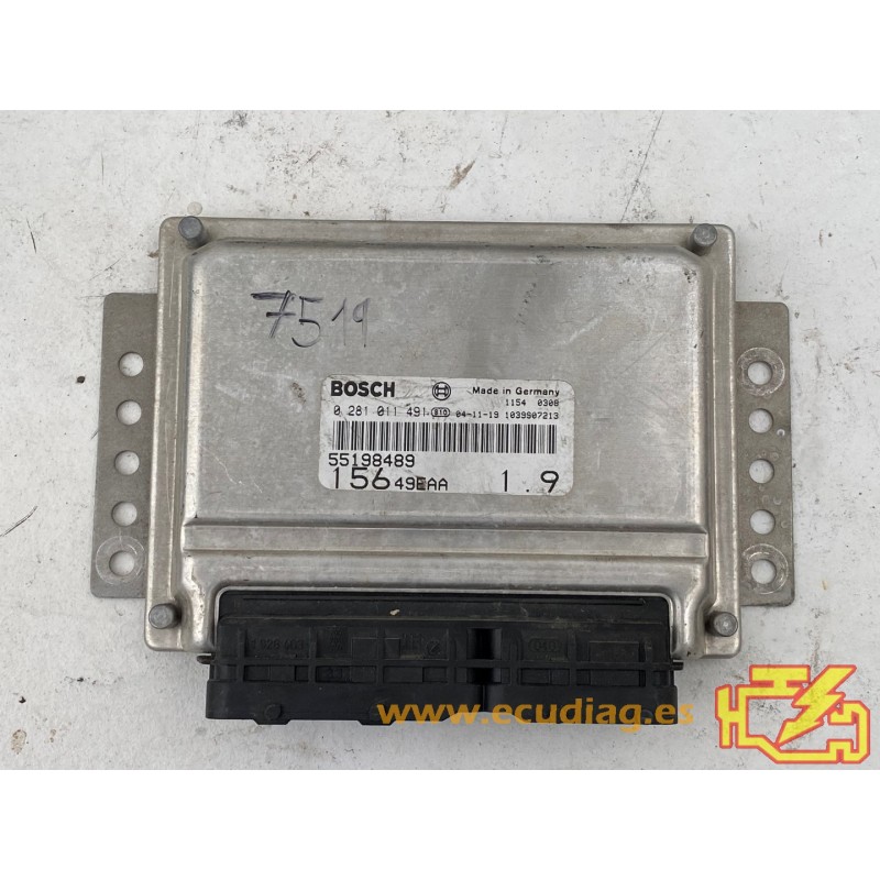 ECU BOSCH EDC15C7-2.16 0281011491 ALFA ROMEO 156 I (932) 1.9 JTD 85KW 115CV 55188343 - CON INMOVILIZADOR ANULADO