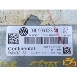 ECU CONTINENTAL SIMOS PCR2.1 5WP42691AA VOLKSWAGEN GOLF VI 1.6 TDI 77KW 105CV VAG 03L906023ML - SW / 1037390138