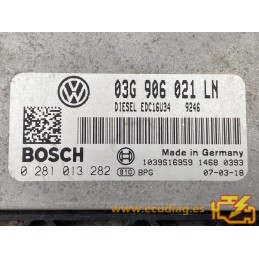 ECU BOSCH EDC16U34-3.41 0281013282 SEAT ALTEA 1.9 TDI 77KW 105HP 03G906021LN / SW 9246 - 1037382082 - WITH DISABLED IMMOBILIZER