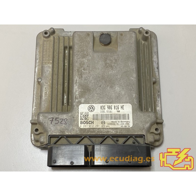 ECU BOSCH EDC16U1-5.41 02810 SEAT ALTEA 2.0 TDI 103KW 140CV BKD 03G906016HE / SW 7000 1037372726 - CON INMOVILIZADOR ANULADO