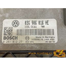 ECU BOSCH EDC16U1-5.41 02810 SEAT ALTEA 2.0 TDI 103KW 140HP BKD 03G906016HE / SW 7000 - 1037372726 - WITH DISABLED IMMOBILIZER