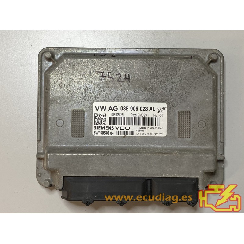 ECU SIEMENS VDO SIMOS 9.1 5WP4054604 VOLKSWAGEN POLO V 1.2i 44KW 60CV VAG 03E906023AL / SW 8395