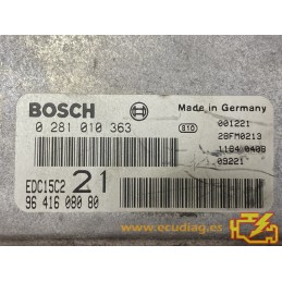 ECU BOSCH EDC15C2-6.1 0281010363 PEUGEOT 406 I 2.0 HDI 110HP 9641608080 / SW 1037353049 - WITH DISABLED IMMOBILIZER (IMMO OFF)