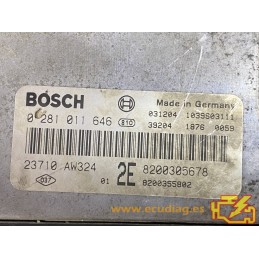 ECU BOSCH EDC16C3-10.22 0281011646 NISSAN PRIMERA III (P12) 1.9 DCI 120HP 23710AW324 / SW 1037369204
