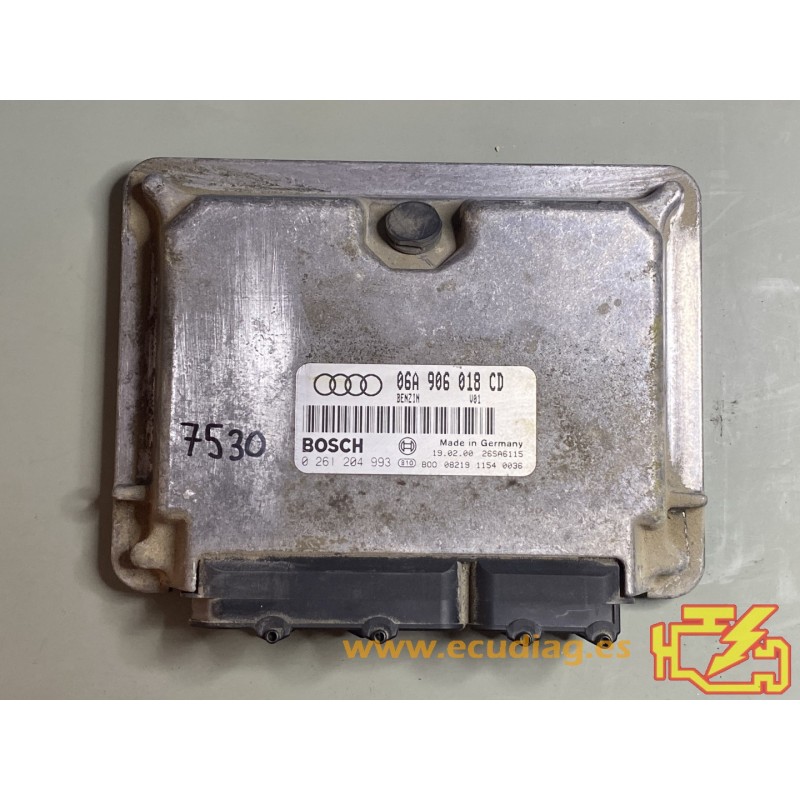 ECU BOSCH M3.8.5 0261204993 AUDI A3 (8L) 1.8i L4 20V VAG 06A906018CD / SW 1037350728