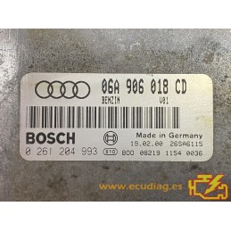 ECU BOSCH M3.8.5 0261204993 AUDI A3 (8L) 1.8i L4 20V VAG 06A906018CD / SW 1037350728