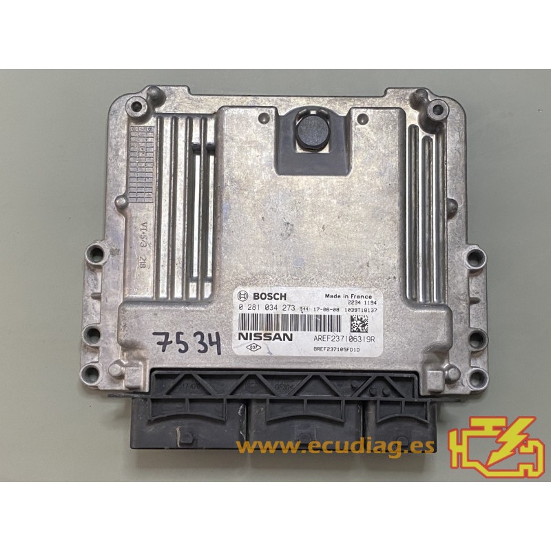ECU BOSCH EDC17C84-3.2 0281034273 NISSAN MICRA V (K14) 1.5DCI 66KW 90HP 237106319R 237105FD1D / SW 10SW020966 - VIRGIN