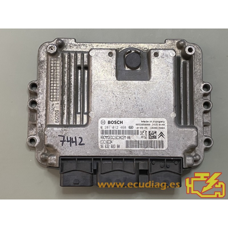 ECU BOSCH EDC16C34-2.10 0281012468 CITROEN XSARA PICASSO 1.6 HDI 90HP 9663268380 / SW 9663268380 - 1037380739 - WITHOUT IMMO