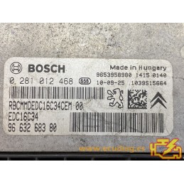 ECU BOSCH EDC16C34-2.10 0281012468 CITROEN XSARA PICASSO 1.6 HDI 90HP 9663268380 / SW 9663268380 - 1037380739 - WITHOUT IMMO