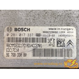 ECU BOSCH EDC17C10-5.10 0281017337 CITROEN C3 1.4 HDI 70HP 9676833080 - / SW 9678120480 - 1037516457- WITH DISABLED IMMOBILIZER