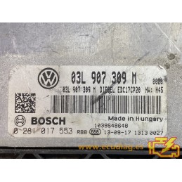 ECU BOSCH EDC17CP20-2.7 0281017553 VOLKSWAGEN TRANSPORTER V / T5 (7H) 2.0 TDI 103KW 140HP L4 16V 03L907309M / SW 1037532891