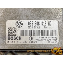 ECU BOSCH EDC16U1-5.41 0281012289 SEAT ALTEA I / TOLEDO III 1.9 TDI 70KW 105HP VAG 03G906016HC / SW 1037372724