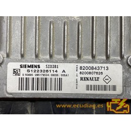 ECU SIEMENS / CONTINENTAL SID301 S122326114A RENAULT MEGANE II 1.5 DCI 78KW 106CV 8200843713 8200807626 / SW 8201128997 - VIRGEN