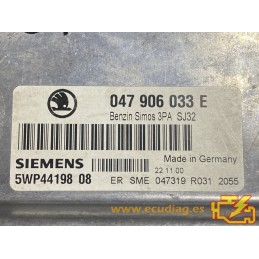 ECU SIEMENS SIMOS 3PA 5WP4419808 SKODA FABIA I 1.4i 44KW 60HP 047906033E / SW SJ32 - caS3A035.DAT - WITH IMMO OFF