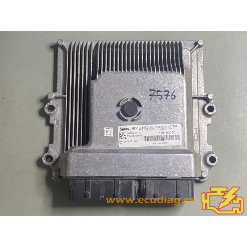 ECU VALEO VD46.1 V29080084 A PSA 1.2 PURETECH HW 9806671980 SW 9818160080