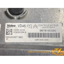 ECU VALEO VD46.1 V29080084 A PSA 1.2 PURETECH HW 9806671980 SW 9818160080