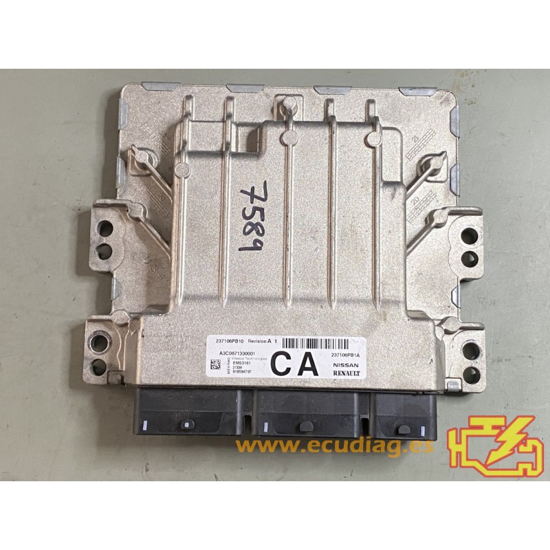 ECU VITESCO TECHNOLOGIES EMS3161 A3C0671330001 NISSAN JUKE (F16) 1.0i 84KW 115HP 237106PB10 / 237106PB1A