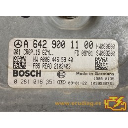 ECU BOSCH EDC17CP10-4-.15 0281016351 MERCEDES-BENZ CLASE E COUPE (C207) E350 CDI 170KW 210CV A6429001100 / SW 1037512429