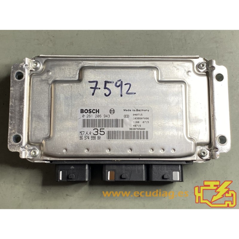 ECU BOSCH ME7.4.4 0261206943 PEUGEOT 307 1.6i 16V 9657499880 - WITH DISABLED IMMOBILIZER (IMMO OFF)