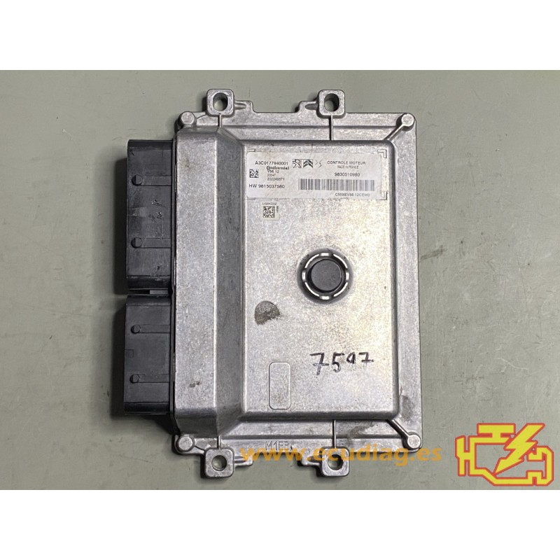 ECU CONTINENTAL V56.12 A3C0177940001 PEUGEOT 208 1.2i PURETECH 75 55KW 75CV HW 9815037580 9830510980