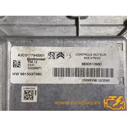 ECU CONTINENTAL V56.12 A3C0177940001 PEUGEOT 208 1.2i PURETECH 75 55KW 75HP HW 9815037580 9830510980