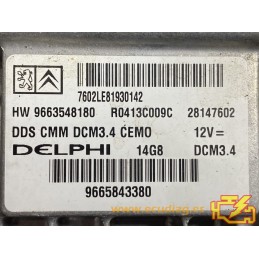 ECU DELPHI DCM3.4 28147602 R0413C009C PEUGEOT 407 / CITROEN C5 2.0 HDI 100KW 136CV HW 9663548180 SW 9665843380