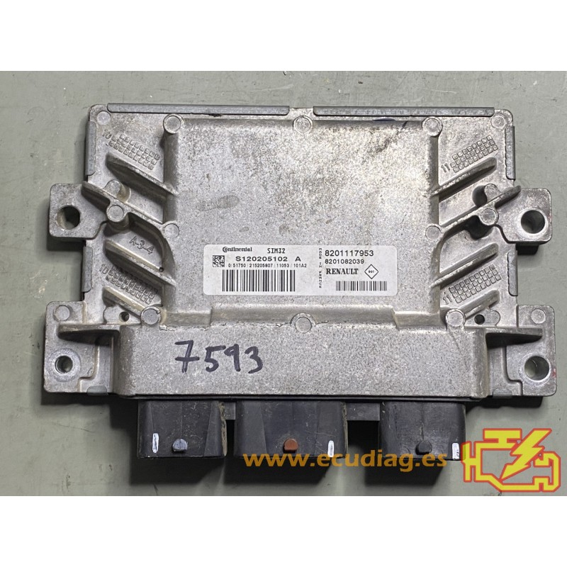 ECU CONTINENTAL SIM32 S120205102A DACIA SANDERO 1.2i 16V 55KW 75HP 8201117953 8201082039 - VIRGIN