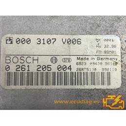 ECU BOSCH MEG1.0 0261205004 SMART FORTWO 0.6i 40KW 55CV 0003107V006 - CON INMOVILIZADOR ANULADO (INMO / IMMO OFF)