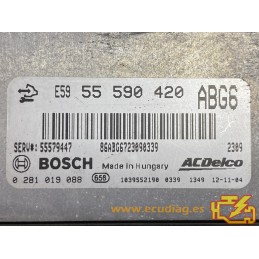 ECU BOSCH EDC17C59-1.15 0281019088 OPEL INSIGNIA A 2.0 CDTI 96KW 131CV 55590420 ABG6 / SW 1037529661