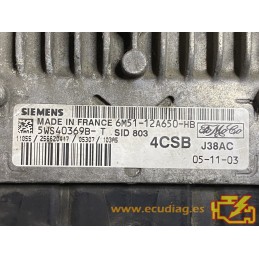 ECU SIEMENS SID803 5WS40369B-T FORD C-MAX 2.0 TDCI 100KW 136CV 6M51-12A650-HB / SW M3QOVE65FO12400 - 10091253AA - FO10024000000