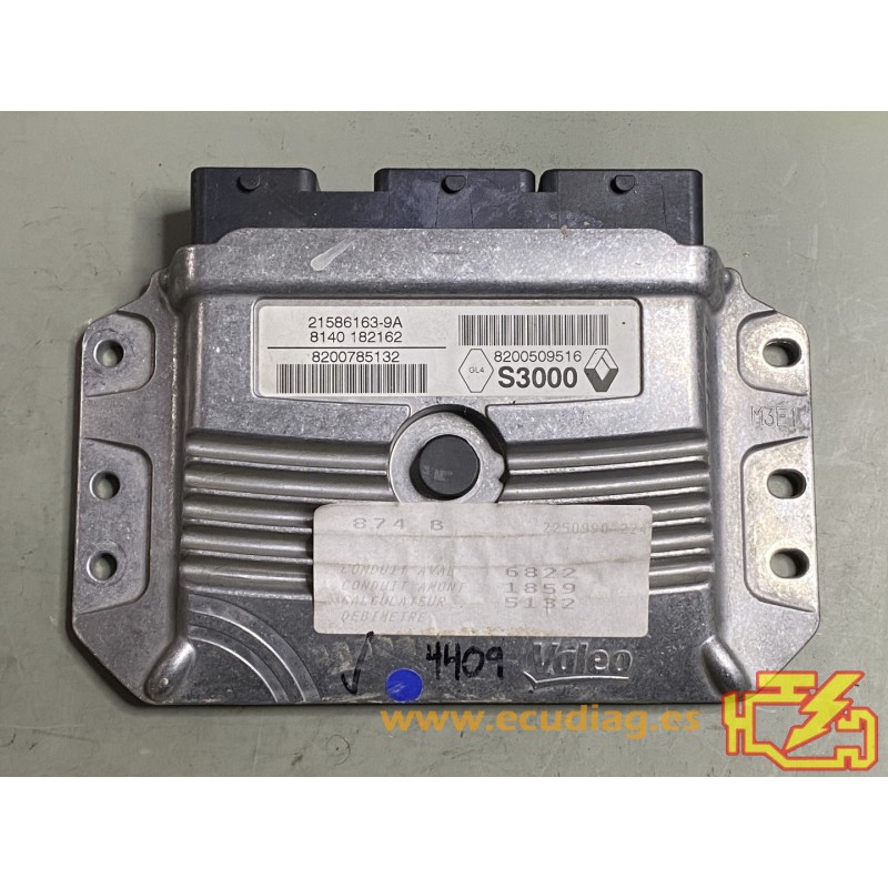 ECU SAGEM S3000 21586163-9A RENAULT SCENIC II 1.6i 16V 82KW 112HP 8200785132 8200509516 / SW 8200565326 - VIRGIN