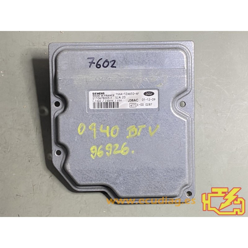 ECU SIEMENS SIM 20 S110678003F FORD FIESTA 1.2i 55KW 75CV 1S6A-12A650-AF