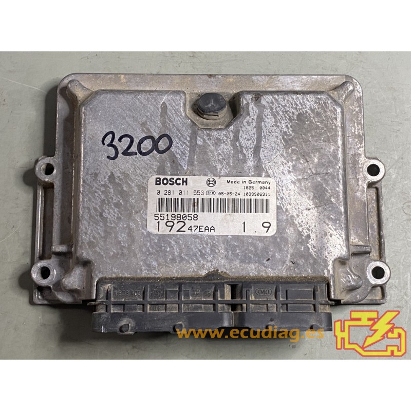ECU BOSCH EDC15C7-2.3 0281011553 FIAT STILO 1.9 JTD 85KW 115HP 55198058 - WITH DISABLED IMMOBILIZER (IMMO OFF)