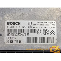 ECU BOSCH EDC16C34-4.11 0281014729 CITROEN C4 1.6 HDI 80KW 108CV 9665674480 - CON INMOVILIZADOR ANULADO (INMO / IMMO OFF)