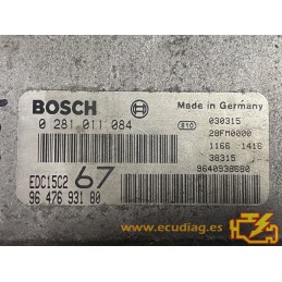 ECU BOSCH EDC15C2-11.1 0281011084 CITROEN XSARA PICASSO I 2.0 HDI 66KW 90CV RHY 9647693180 - CON INMOVILIZADOR ANULADO