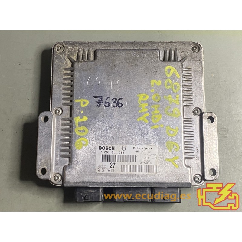 ECU BOSCH EDC15C2-11.1 0281011525 PEUGEOT 206 2.0 HDI 66KW 90CV 9658373080