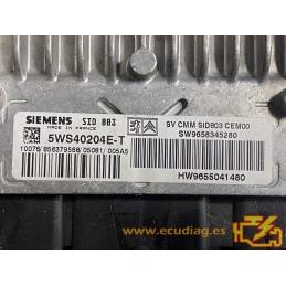 ECU SIEMENS SID803 5WS40204E-T PEUGEOT 407 2.0 HDI HW 9655041480 SW 9658345280