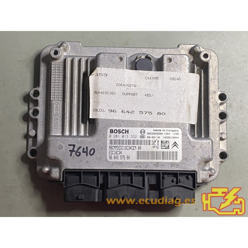 BOSCH EDC16C34-4.11 0281013332 CITROEN C4 I 1.6 HDI 110HP 9664257580 / SW 9665053480 - 1037386141 - WITH DISABLED IMMOBILIZER