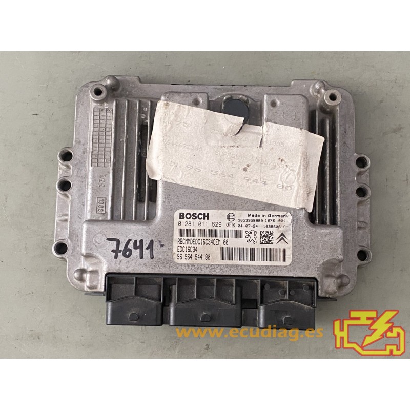 ECU BOSCH EDC16C34-2.10 0281011629 CITROEN C4 1.6 HDI 80KW 109HP 9656494480 / SW 1037371067 - WITH DISABLED IMMOBILIZER